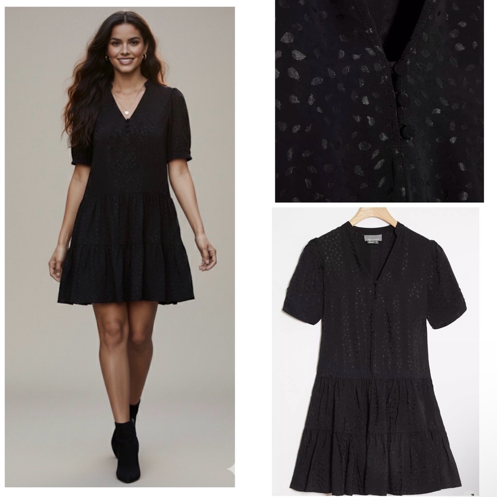 Anthropologie Stacey Shimmer  Tunic Dress Black  Boho